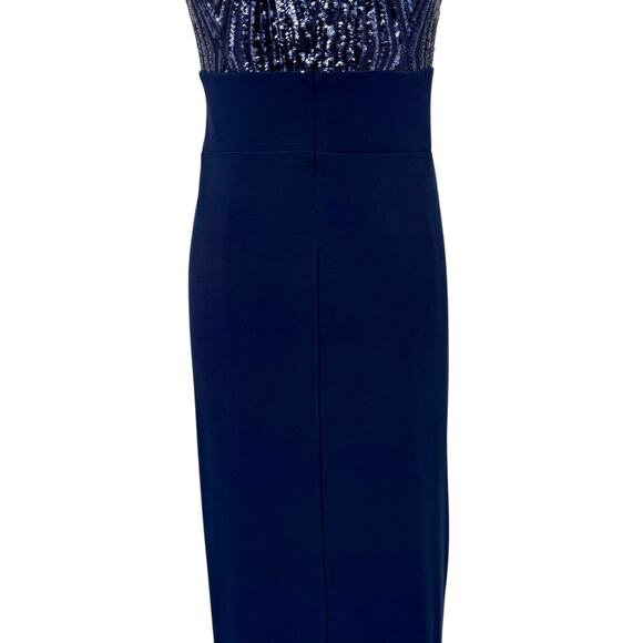 Lauren Ralph Lauren Sequin Mock Neck Evening Gown Navy Sz 12 Formal Maxi $240 - Picture 12 of 16